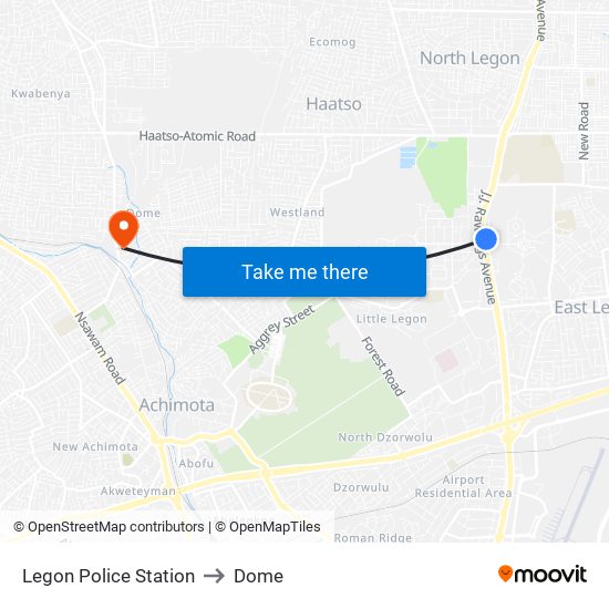 Legon Police Station to Dome map