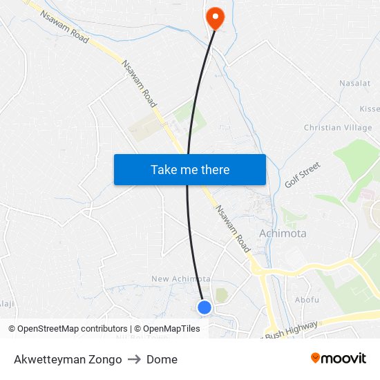 Akwetteyman Zongo to Dome map