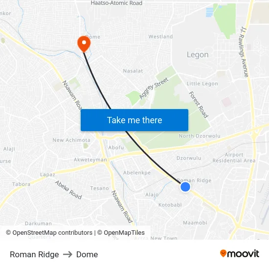 Roman Ridge to Dome map