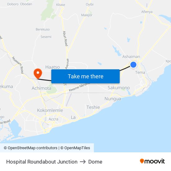 Hospital Roundabout Junction to Dome map