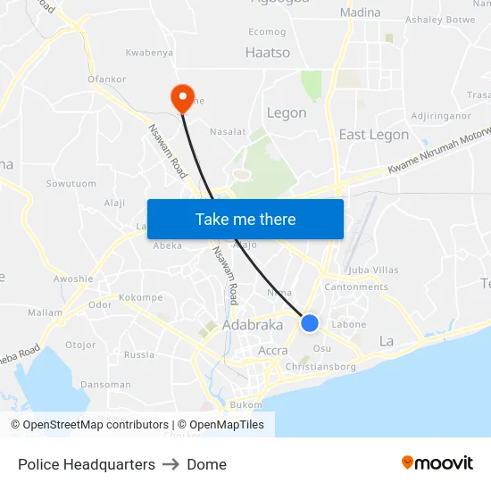 Police Headquarters to Dome map