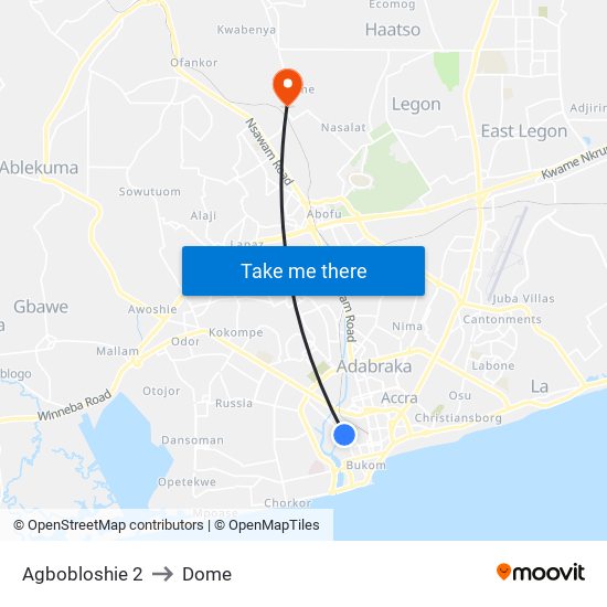 Agbobloshie 2 to Dome map