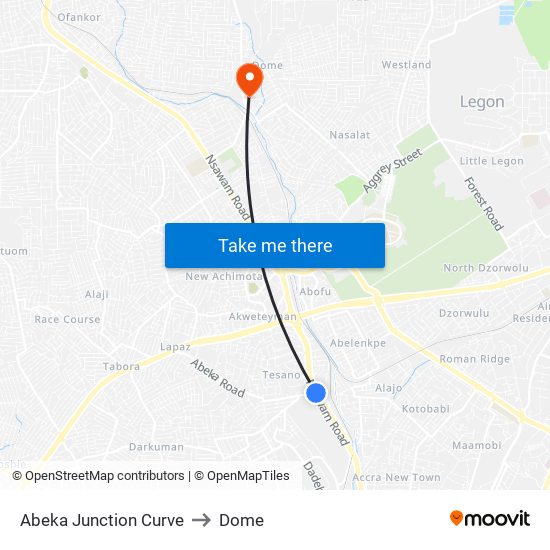 Abeka Junction Curve to Dome map