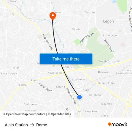 Alajo Station to Dome map
