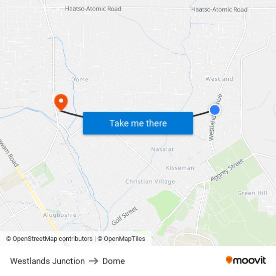 Westlands Junction to Dome map
