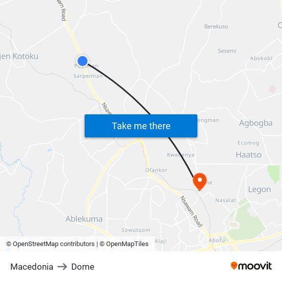 Macedonia to Dome map