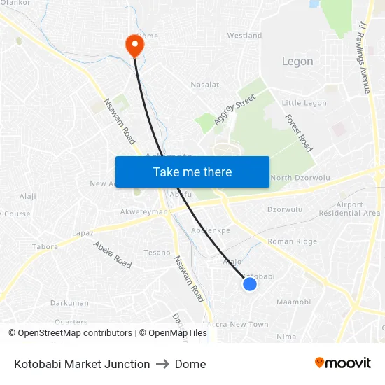 Kotobabi Market Junction to Dome map