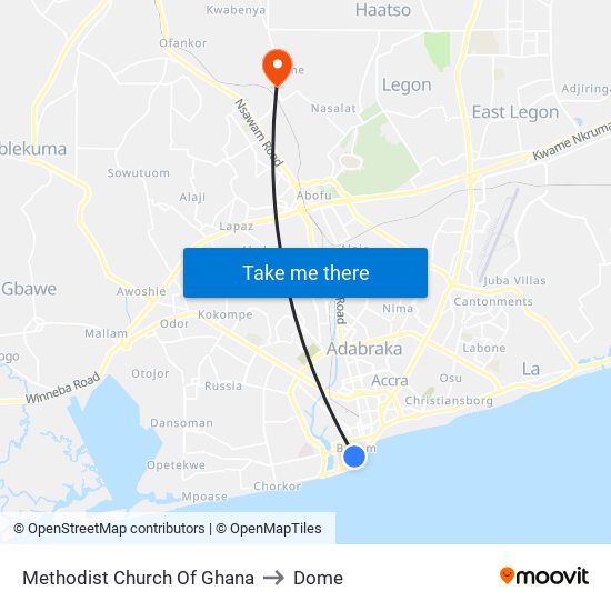 Methodist Church Of Ghana to Dome map