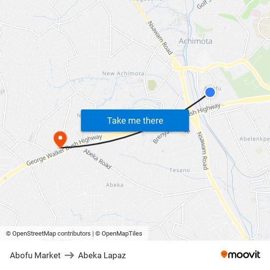 Abofu Market to Abeka Lapaz map