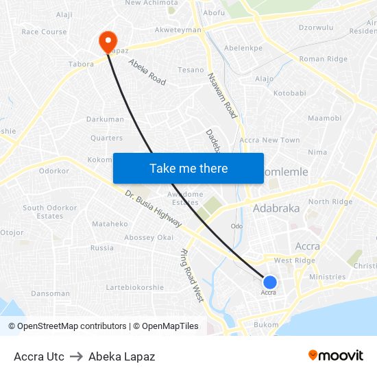 Accra Utc to Abeka Lapaz map