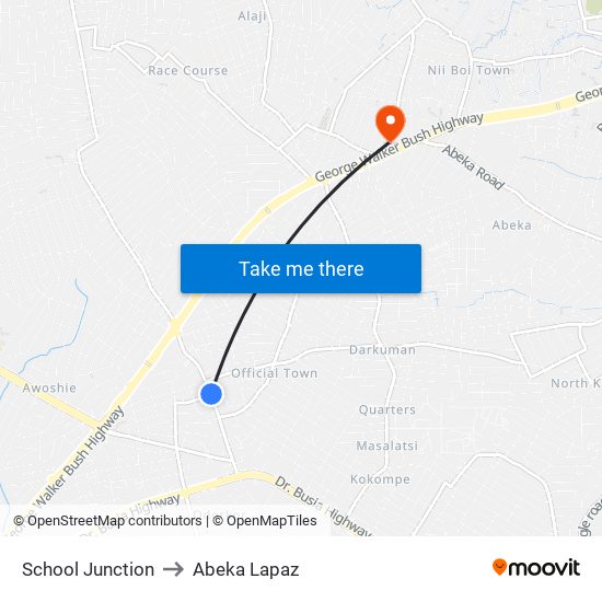School Junction to Abeka Lapaz map