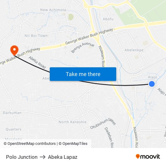 Polo Junction to Abeka Lapaz map