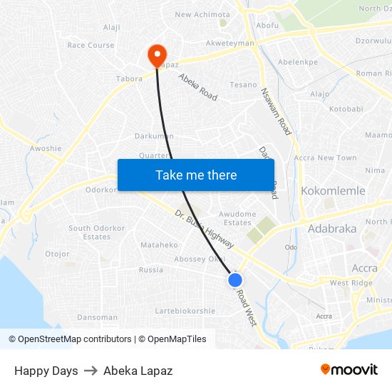 Happy Days to Abeka Lapaz map