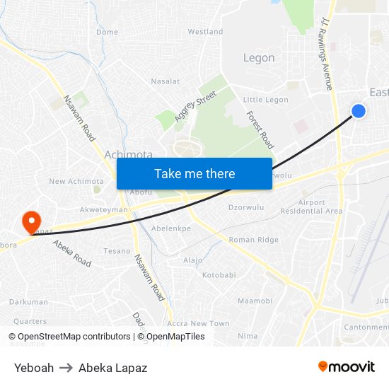 Yeboah to Abeka Lapaz map