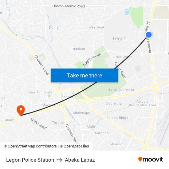 Legon Police Station to Abeka Lapaz map
