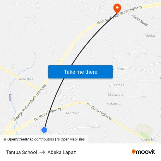 Tantua School to Abeka Lapaz map