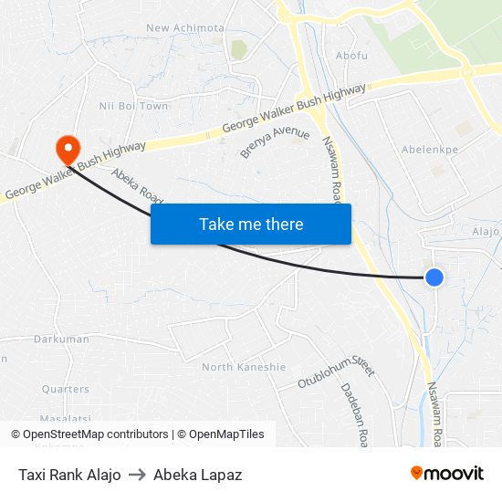 Taxi Rank Alajo to Abeka Lapaz map