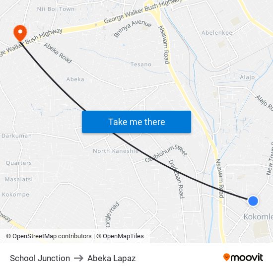 School Junction to Abeka Lapaz map