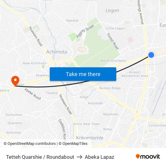 Tetteh Quarshie / Roundabout to Abeka Lapaz map