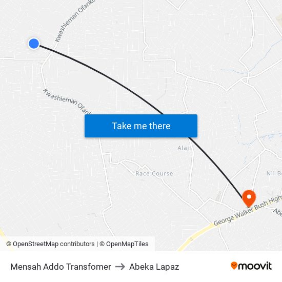 Mensah Addo Transfomer to Abeka Lapaz map