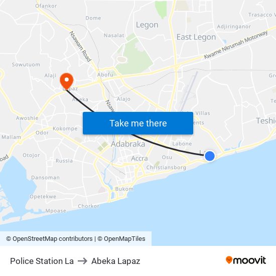 Police Station La to Abeka Lapaz map
