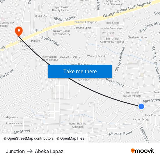 Junction to Abeka Lapaz map