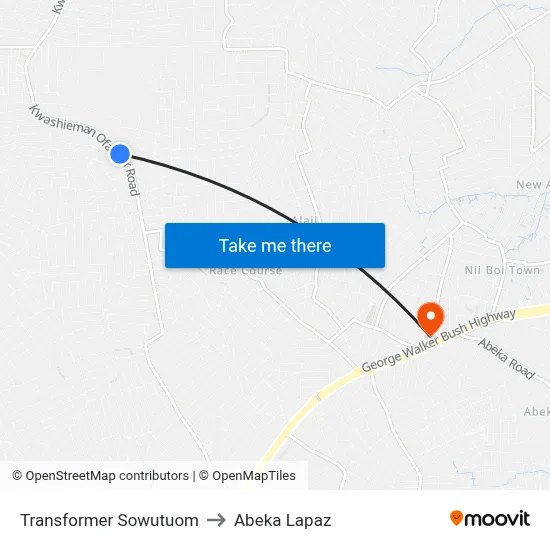 Transformer Sowutuom to Abeka Lapaz map
