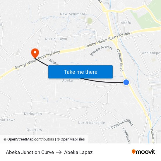 Abeka Junction Curve to Abeka Lapaz map