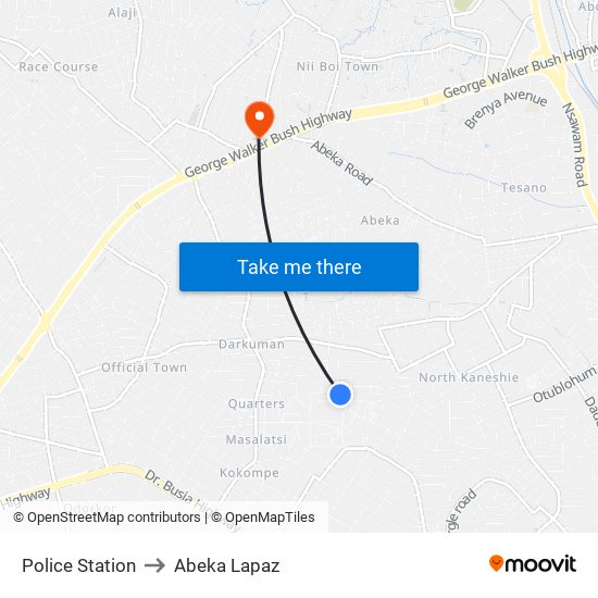 Police Station to Abeka Lapaz map