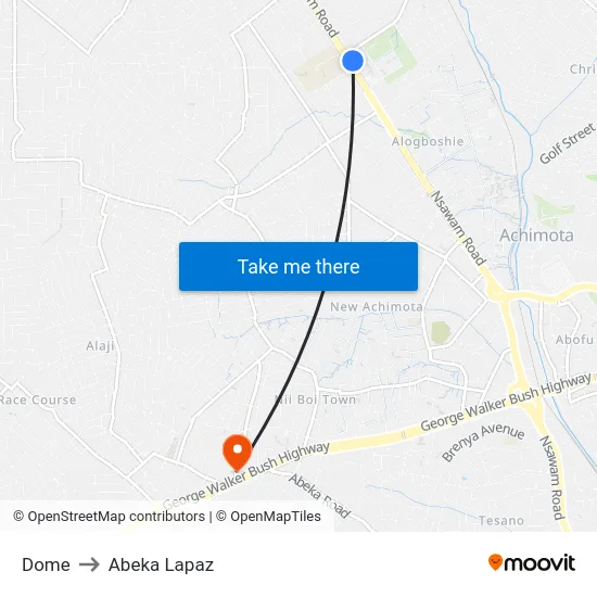Dome to Abeka Lapaz map