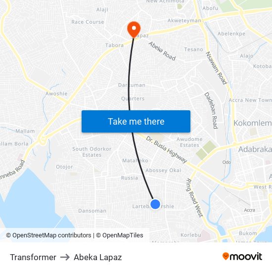 Transformer to Abeka Lapaz map