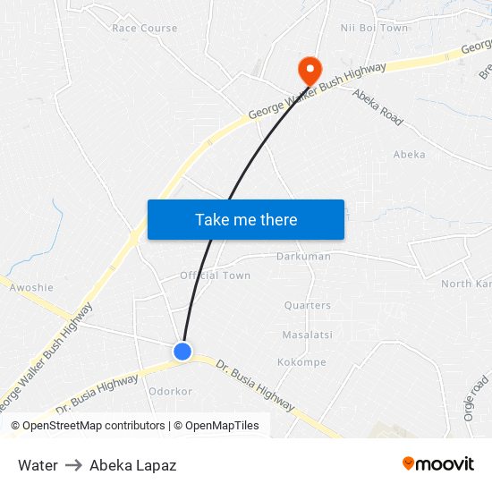 Water to Abeka Lapaz map