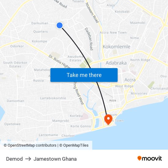 Demod to Jamestown Ghana map