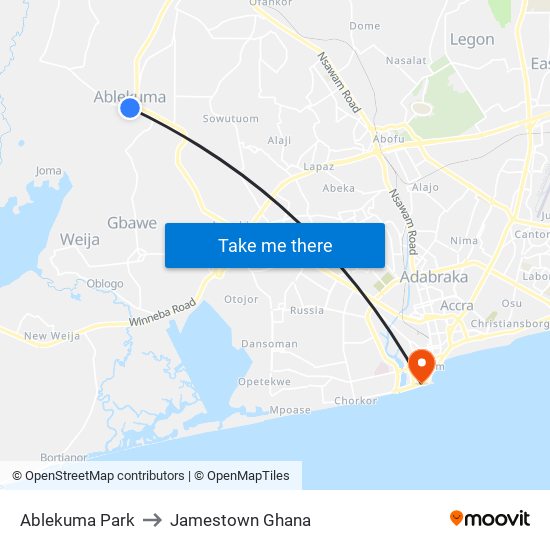 Ablekuma Park to Jamestown Ghana map