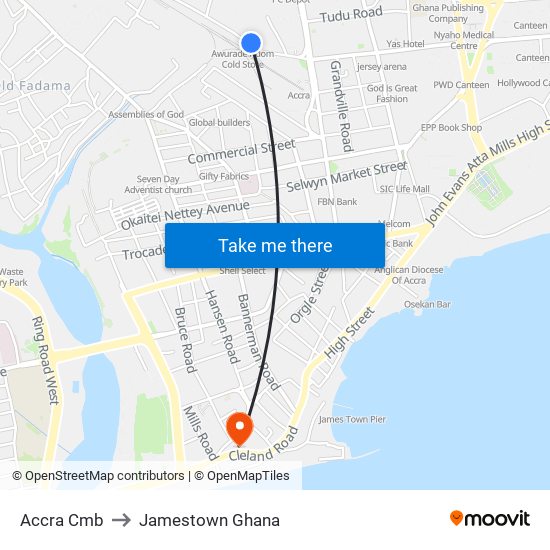Accra Cmb to Jamestown Ghana map