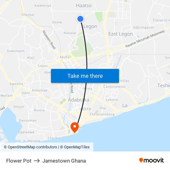 Flower Pot to Jamestown Ghana map