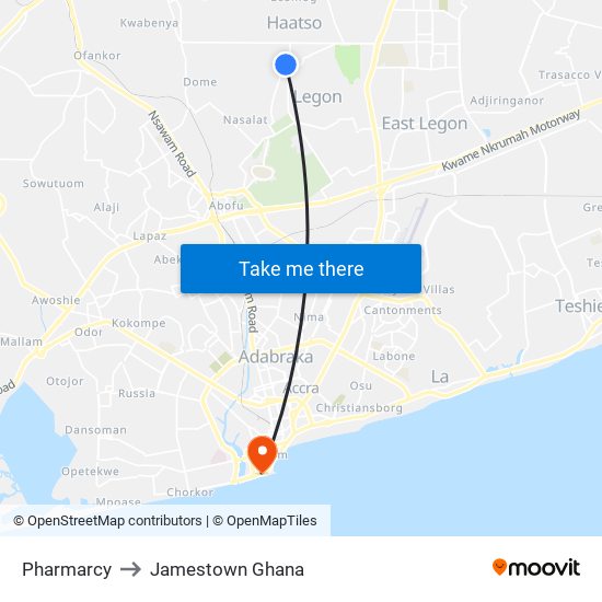 Pharmarcy to Jamestown Ghana map