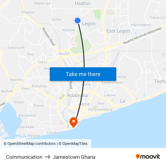 Communication to Jamestown Ghana map