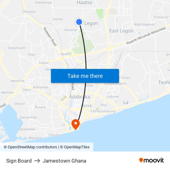 Sign Board to Jamestown Ghana map