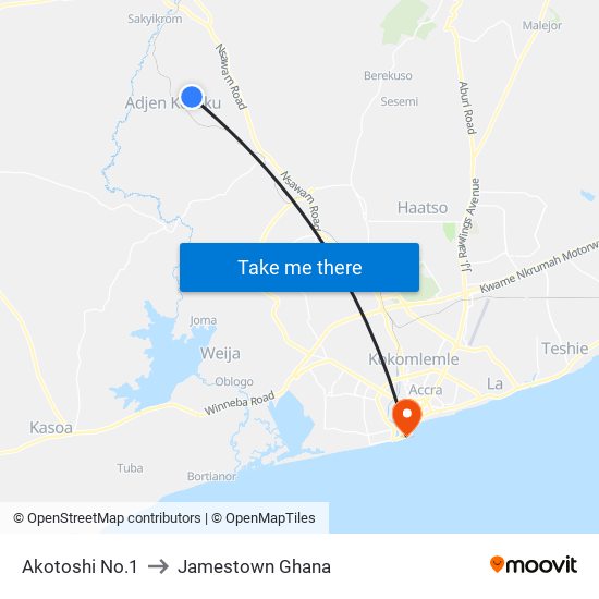 Akotoshi No.1 to Jamestown Ghana map