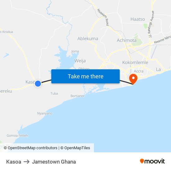 Kasoa to Jamestown Ghana map