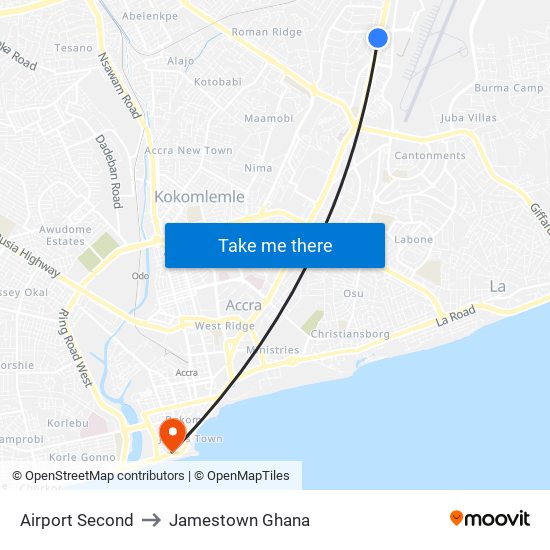 Airport Second to Jamestown Ghana map