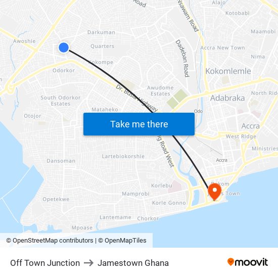 Off Town Junction to Jamestown Ghana map