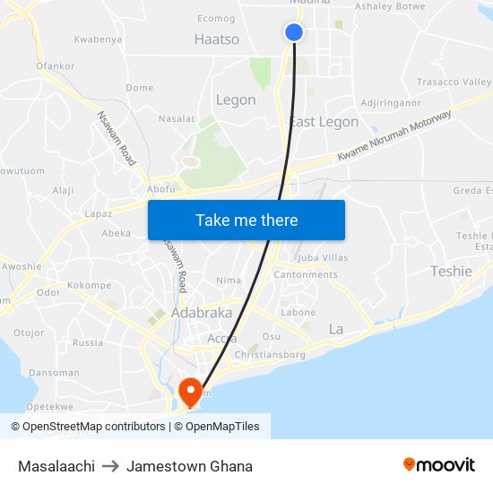 Masalaachi to Jamestown Ghana map