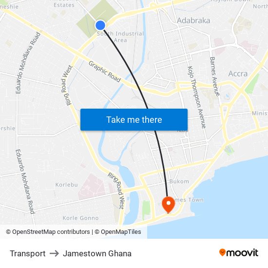 Transport to Jamestown Ghana map
