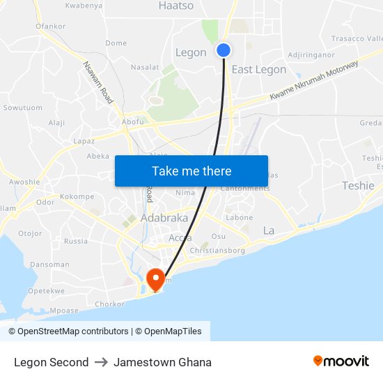 Legon Second to Jamestown Ghana map