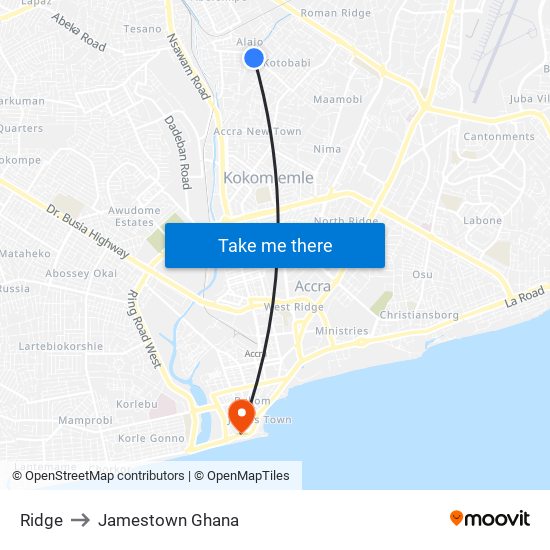 Ridge to Jamestown Ghana map
