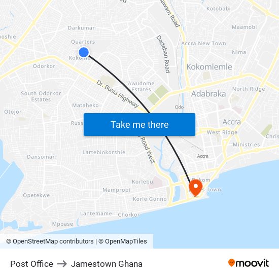 Post Office to Jamestown Ghana map