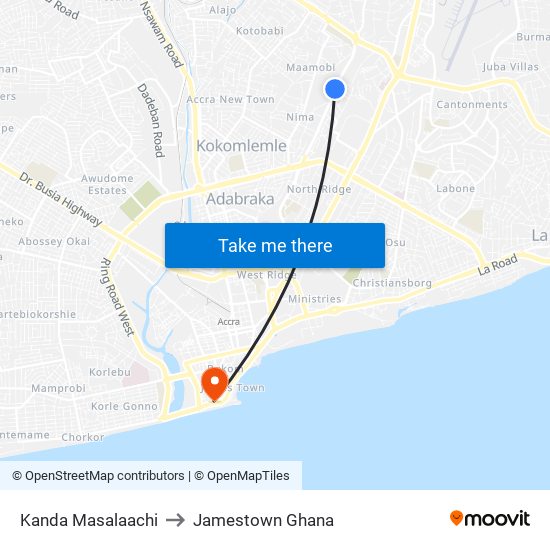 Kanda Masalaachi to Jamestown Ghana map