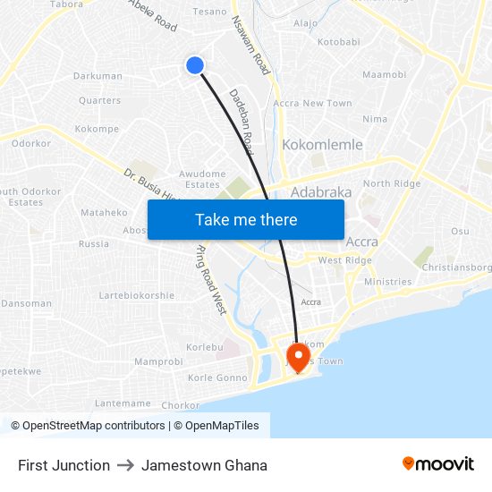 First Junction to Jamestown Ghana map